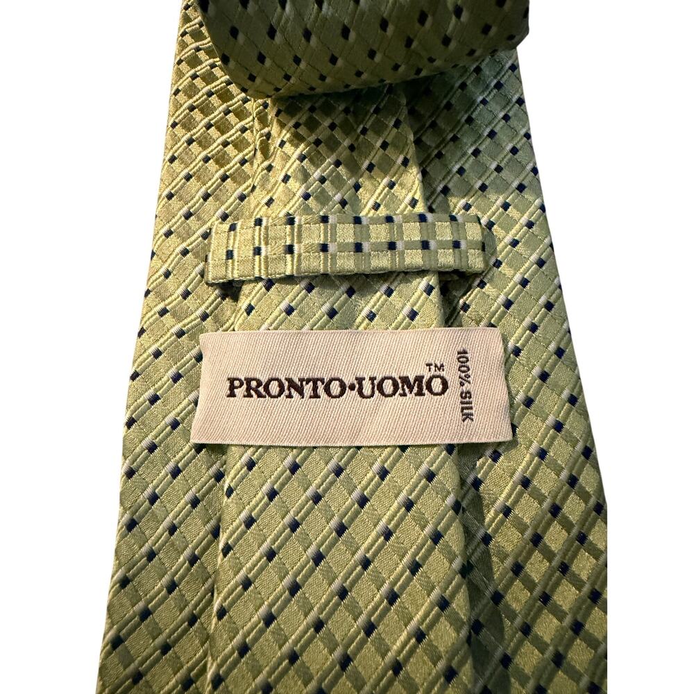 Pronto Uomo Green Geometric Silk Tie Textured Pattern Necktie
